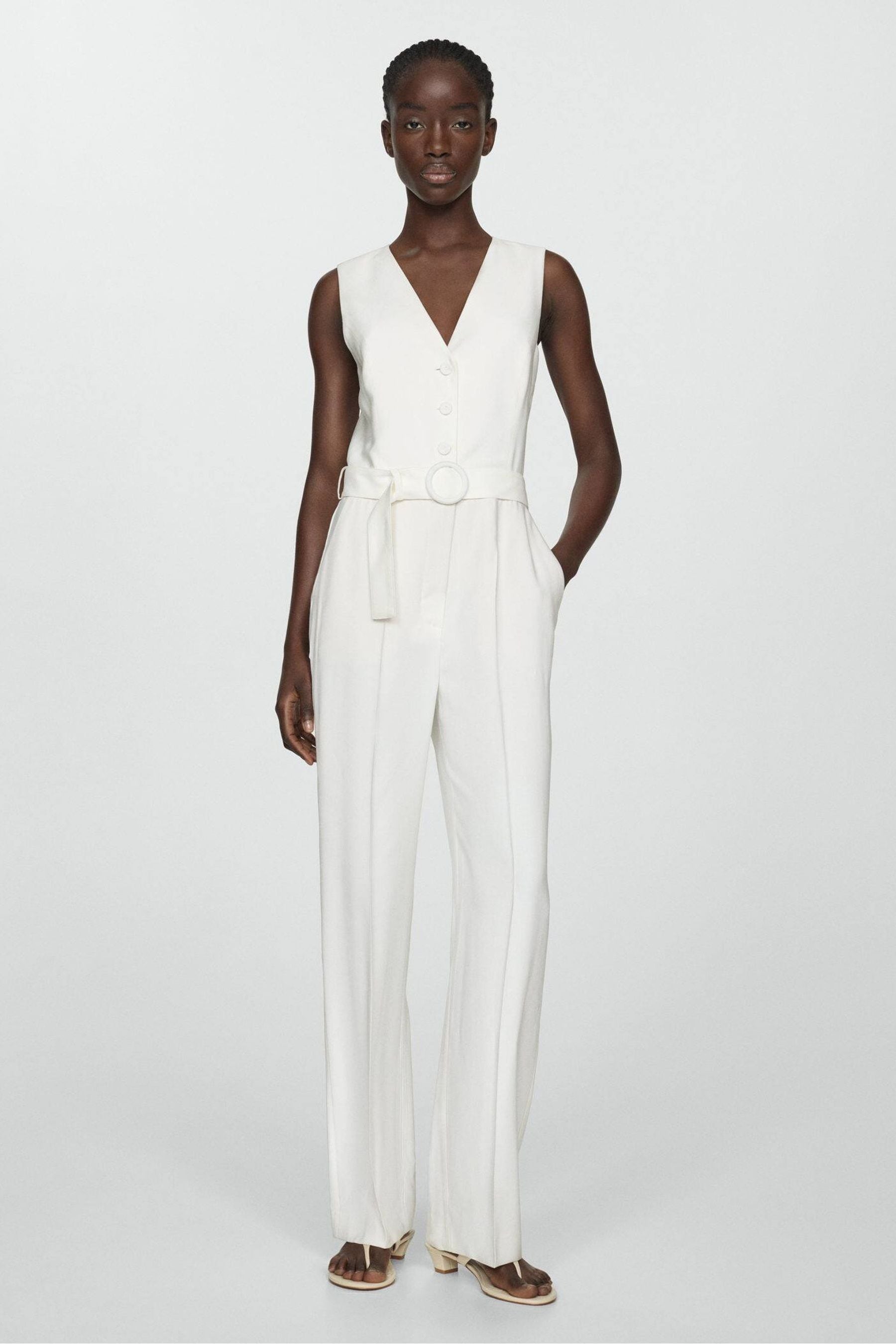 Buy Mango Cream Belt Long Jumpsuit from the Next UK online shop