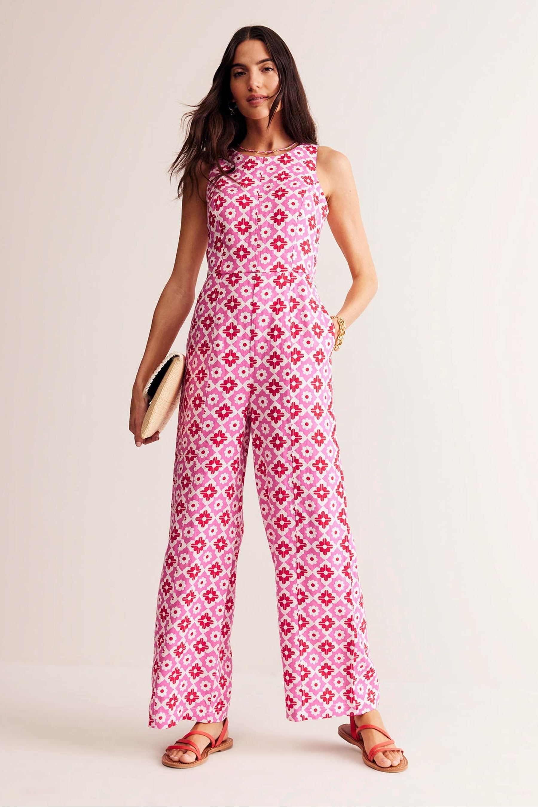 Buy Boden Pink Carla 100 Linen Jumpsuit from the Next UK online shop
