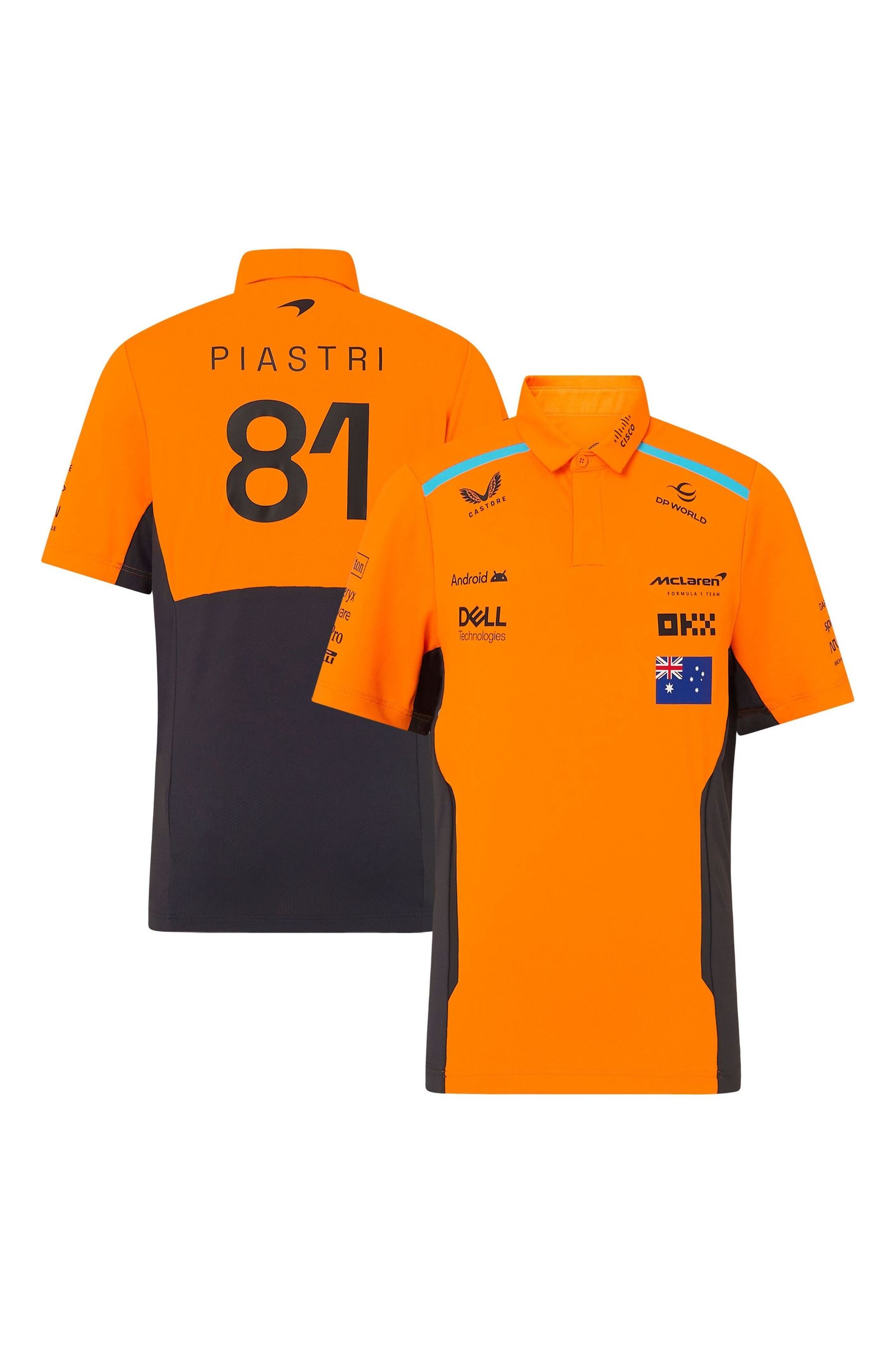 Buy Fanatics Kids Orange F1 McLaren 2024 Team Oscar Piastri Driver Polo Shirt from the Next UK online shop