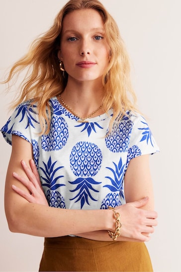 Boden Blue Louisa Pineapple Printed Slub T-Shirt