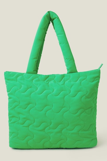 Accessorize Green Quilted Shopper Bag