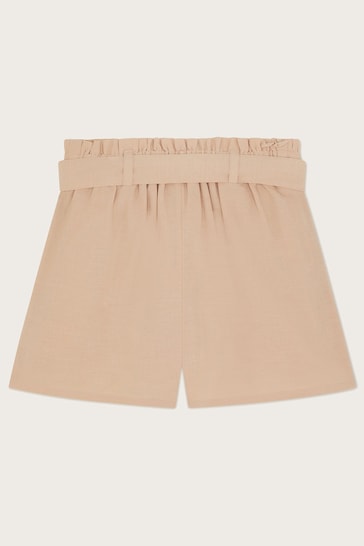 Monsoon Natural Embroidered Paperbag Shorts