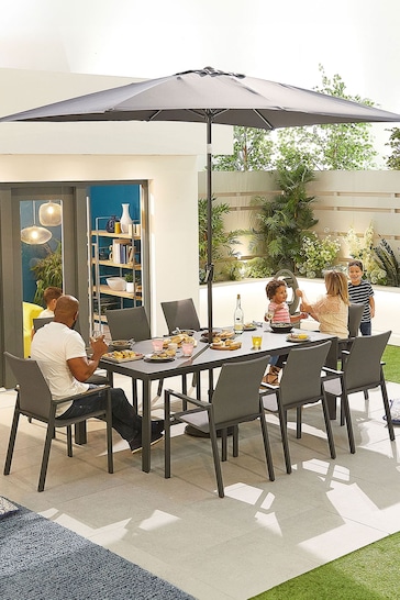 Nova Outdoor Living Grey Roma 8 Seater Garden Dining Set with 2m x 1m Table