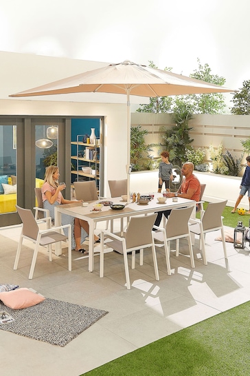 Nova Outdoor Living White Roma 8 Seater Garden Dining Set with 2m x 1m Table