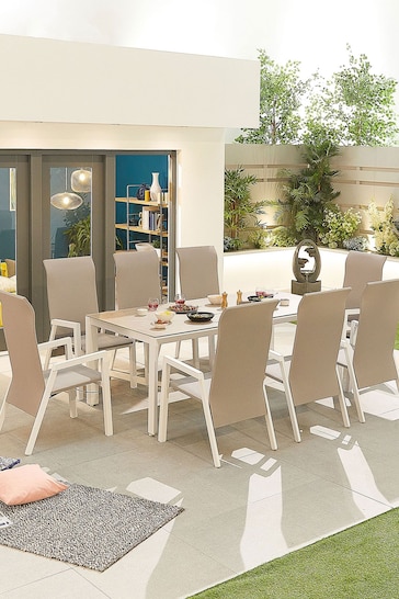 Nova Outdoor Living White Venice 8 Seat Garden Set 2m x 1m Dining Table