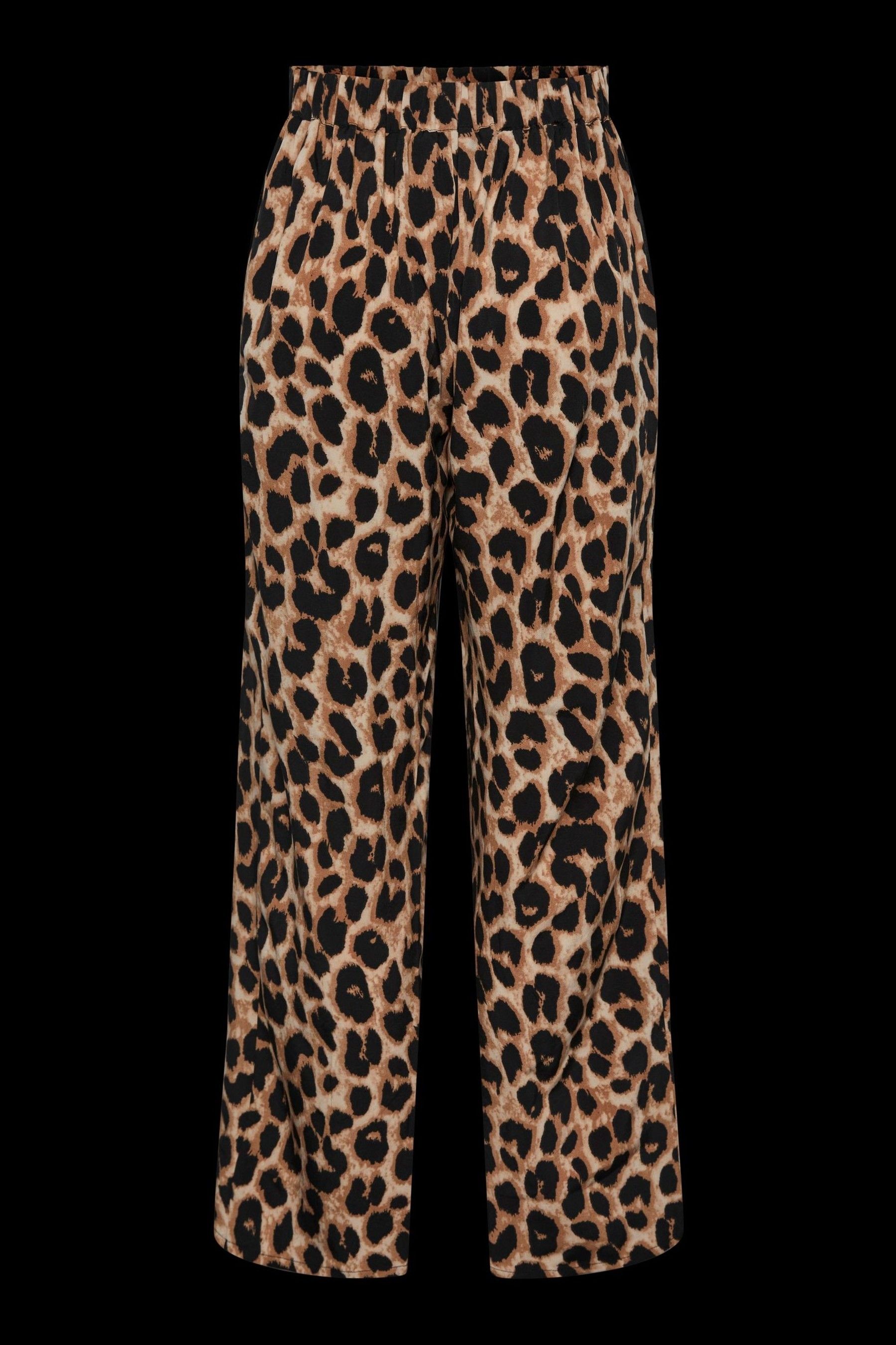 PIECES Black Leopard Print Trousers