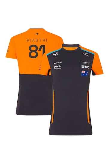 Fanatics Womens Grey F1 McLaren 2024 Team Oscar Piastri Driver Set Up T-Shirt