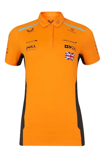 Fanatics Womens Orange F1 McLaren 2024 Team Lando Norris Driver Polo Shirt