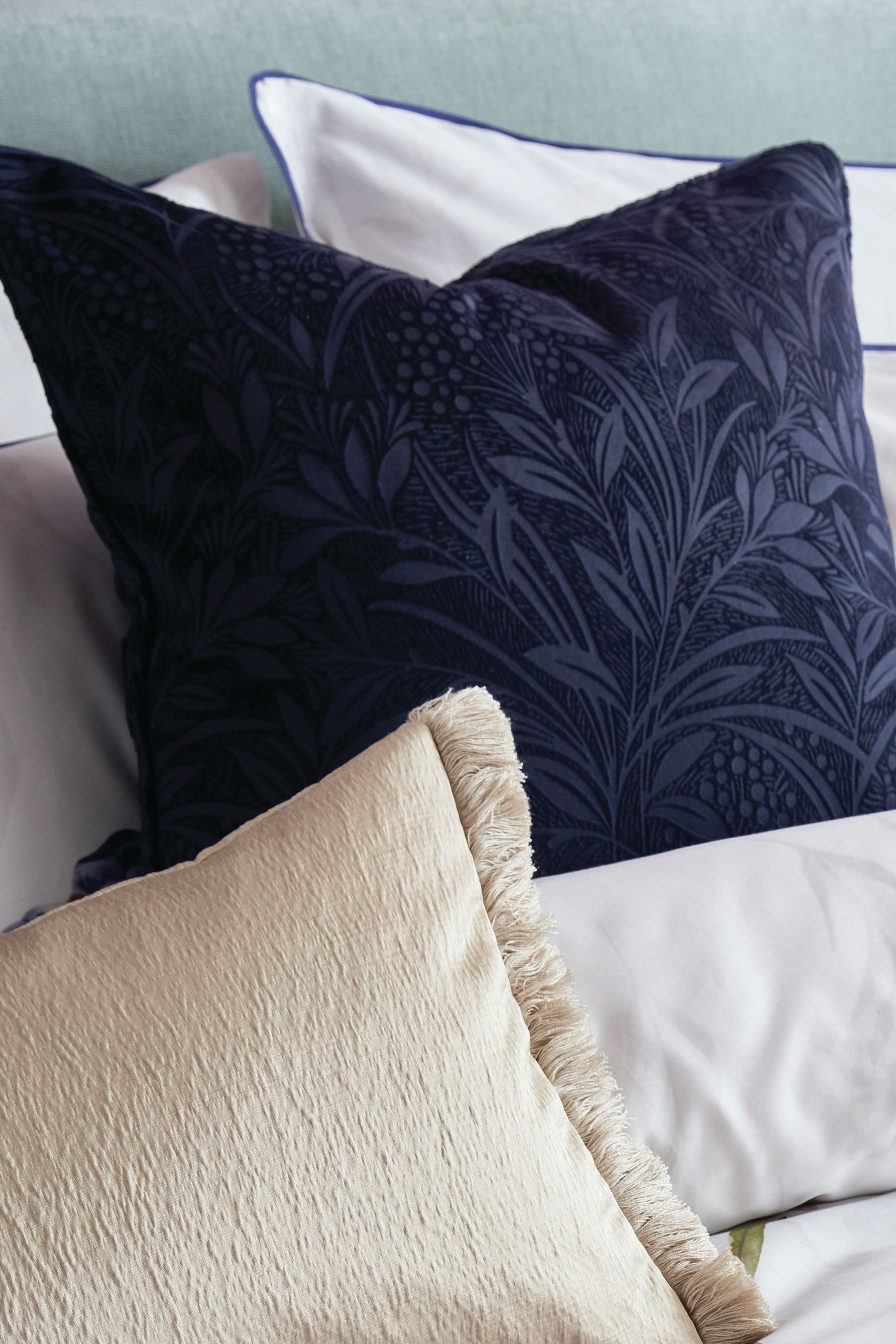 Buy Laura Ashley Midnight Blue Barley Embossed Cushion from the Next UK online shop