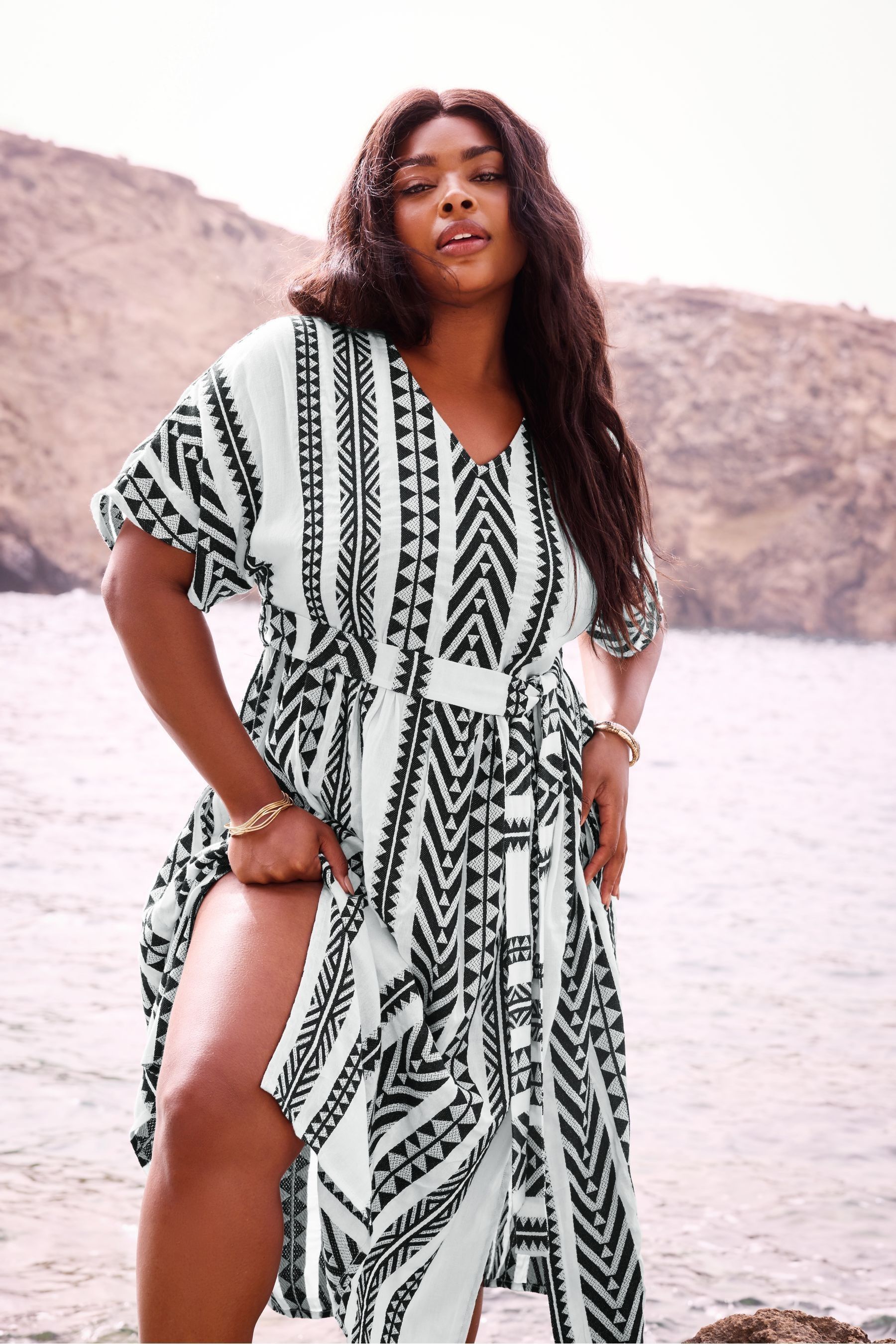 Black and white boho dress best sale