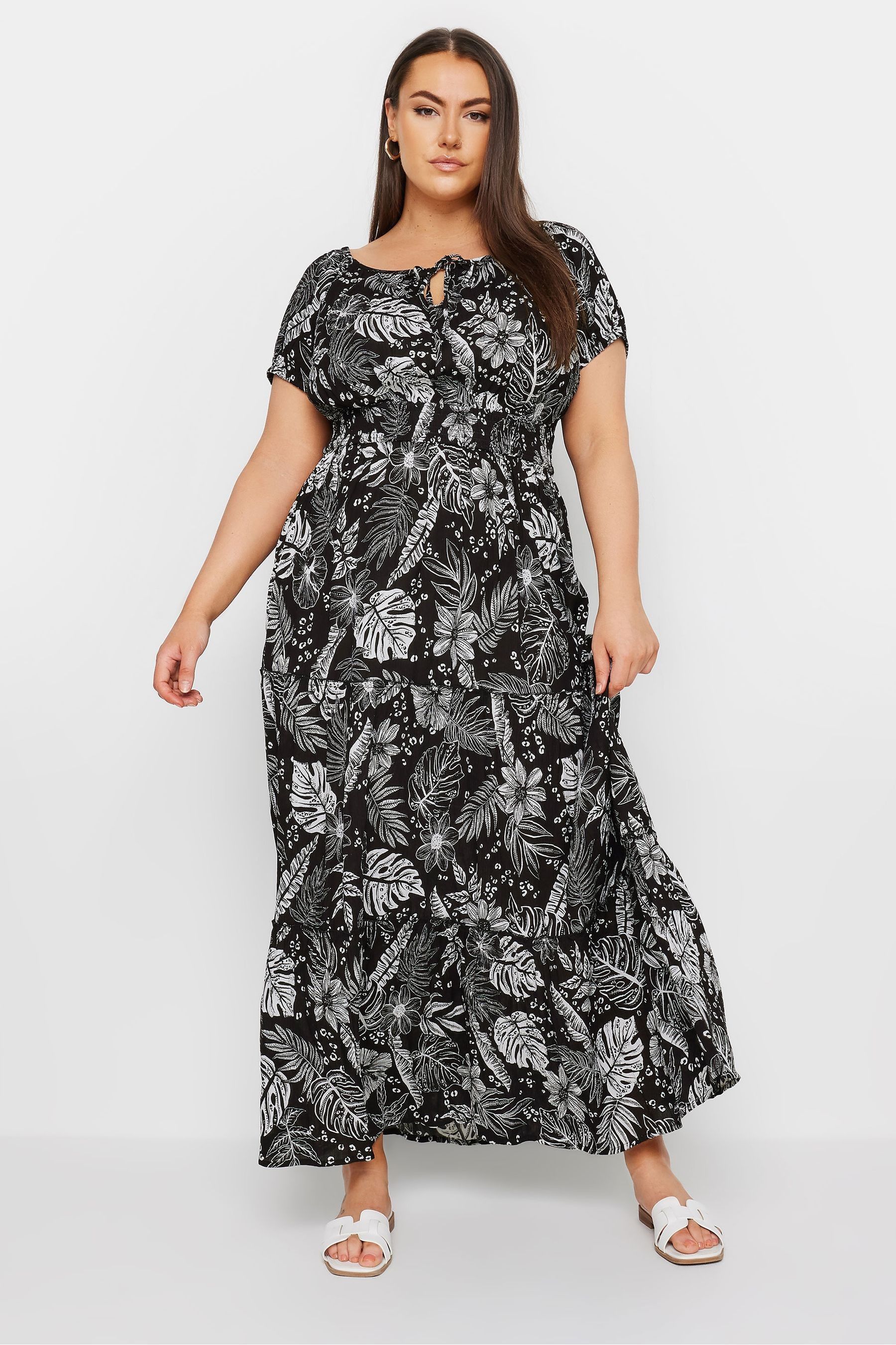 Yours Curve Black Boho Bardot Maxi Dress