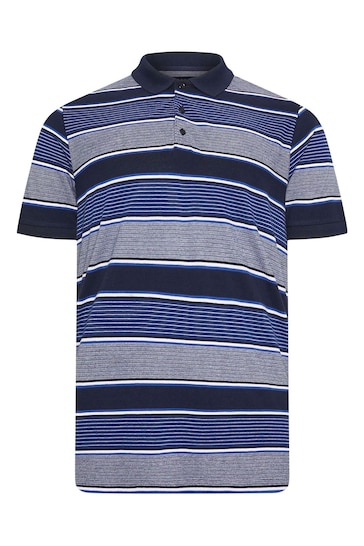 BadRhino Big & Tall Blue Multi Stripe Polo Shirt
