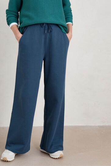 Seasalt Cornwall Blue Ivy Barn Wide Leg Jersey Trousers