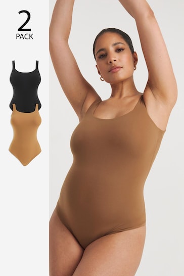 Simply Be Black & Brown Magisculpt Smoothing Bodysuit 2 Pack