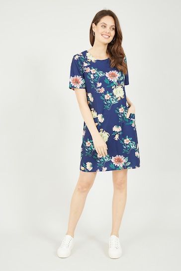 Yumi Blue Floral Blossom Print Tunic