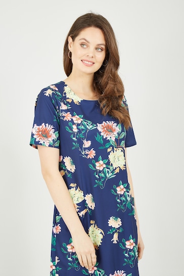Yumi Blue Floral Blossom Print Tunic