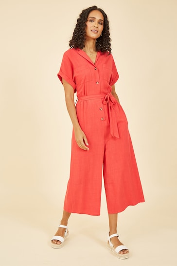Yumi Red Button up Jumpsuit