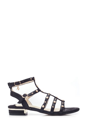 Moda in Pelle Olaino Gladiator Pearl Black Sandals