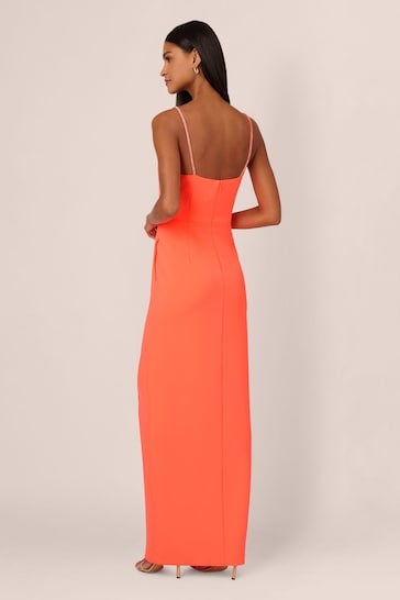Adrianna Papell Orange Stretch Crepe Gown With Slit