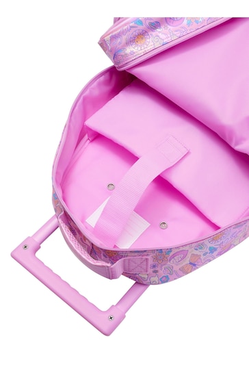 Smiggle Pink Cosmos Trolley Backpack With Light Up Wheels