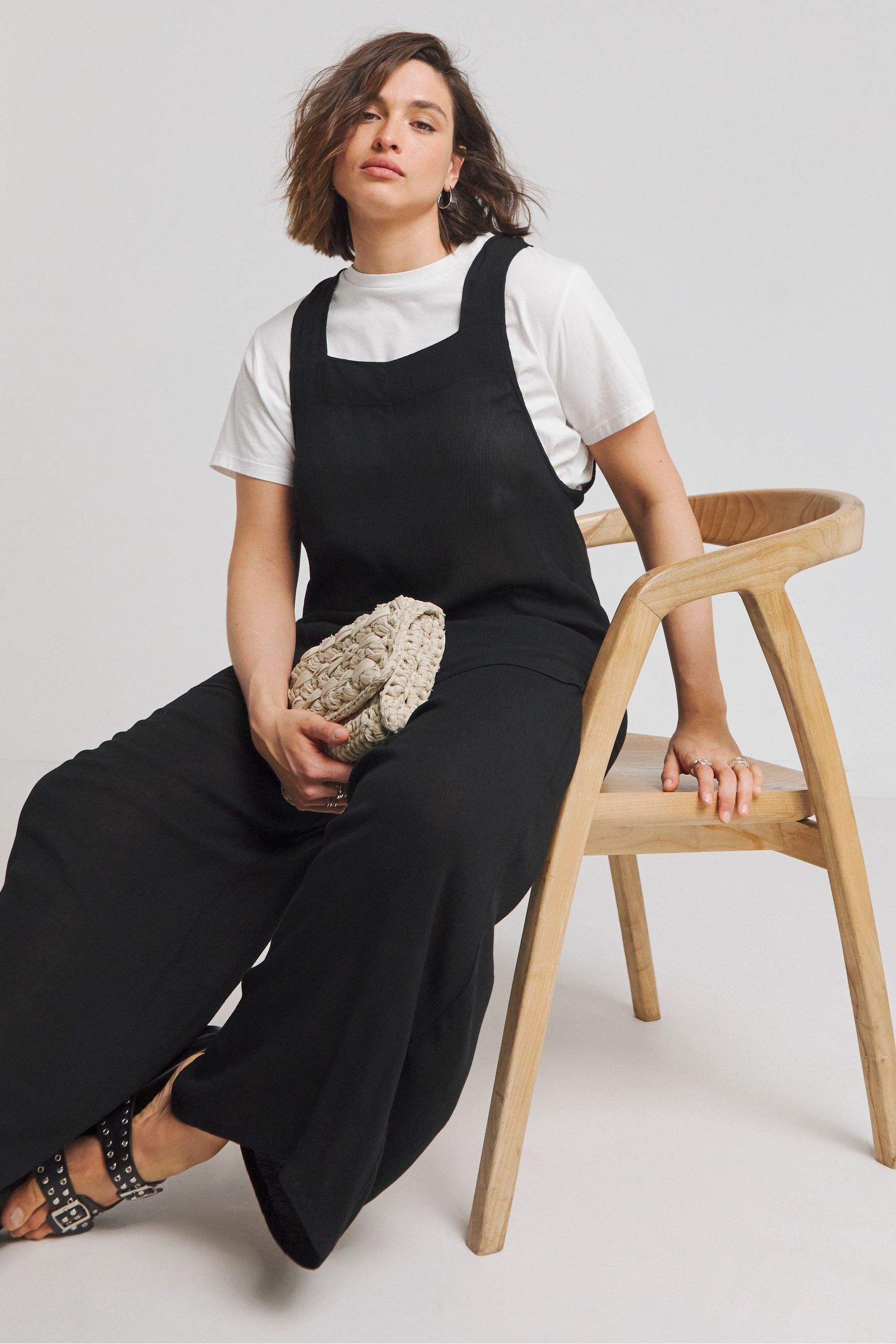 Buy Simply Be Black Crinkle Wide Leg Jumpsuit from the Next UK online shop