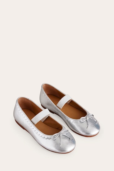 Boden Silver Leather Ballet Flats