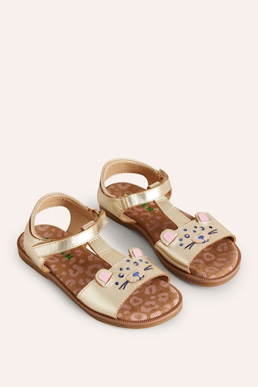 Boden Gold Fun Leather Sandals