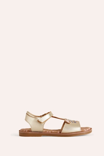 Boden Gold Fun Leather Sandals