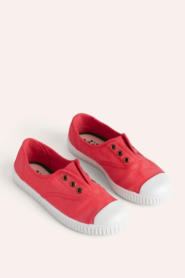 Boden Red Laceless Canvas Pull-Ons Trainers