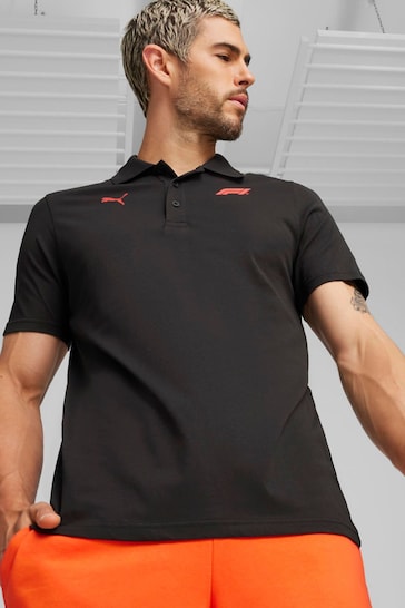 Puma Black Mens F1® Ess Logo Motorsport Polo Shirt