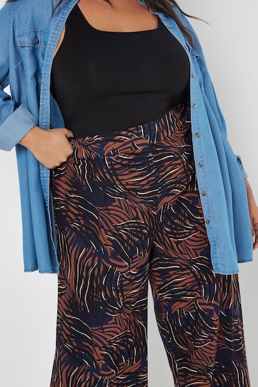 Apricot Blue Dual Animal Wide Leg Trousers