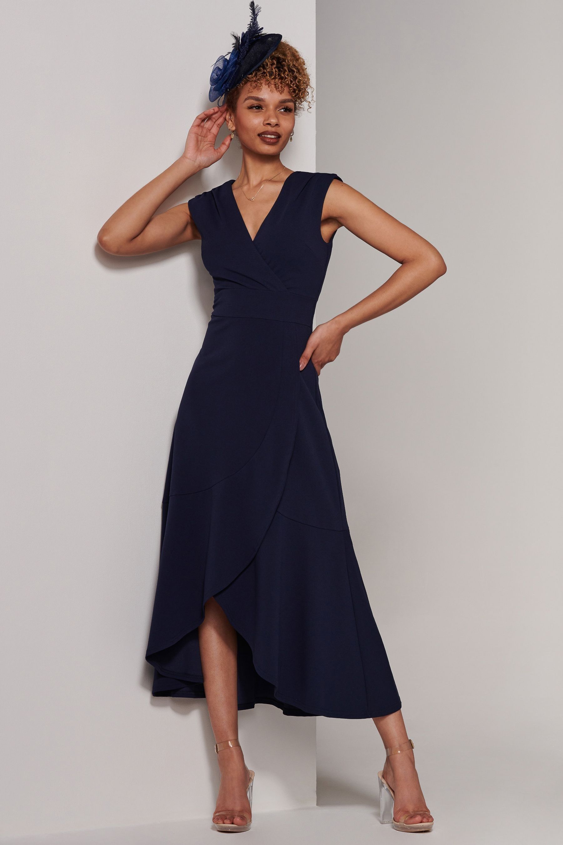 Black high low wrap dress outlet