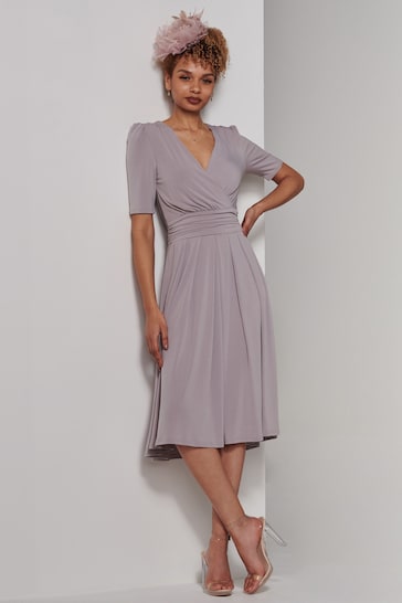 Jolie Moi Grey Bianca Half Sleeve Jersey Midi Dress