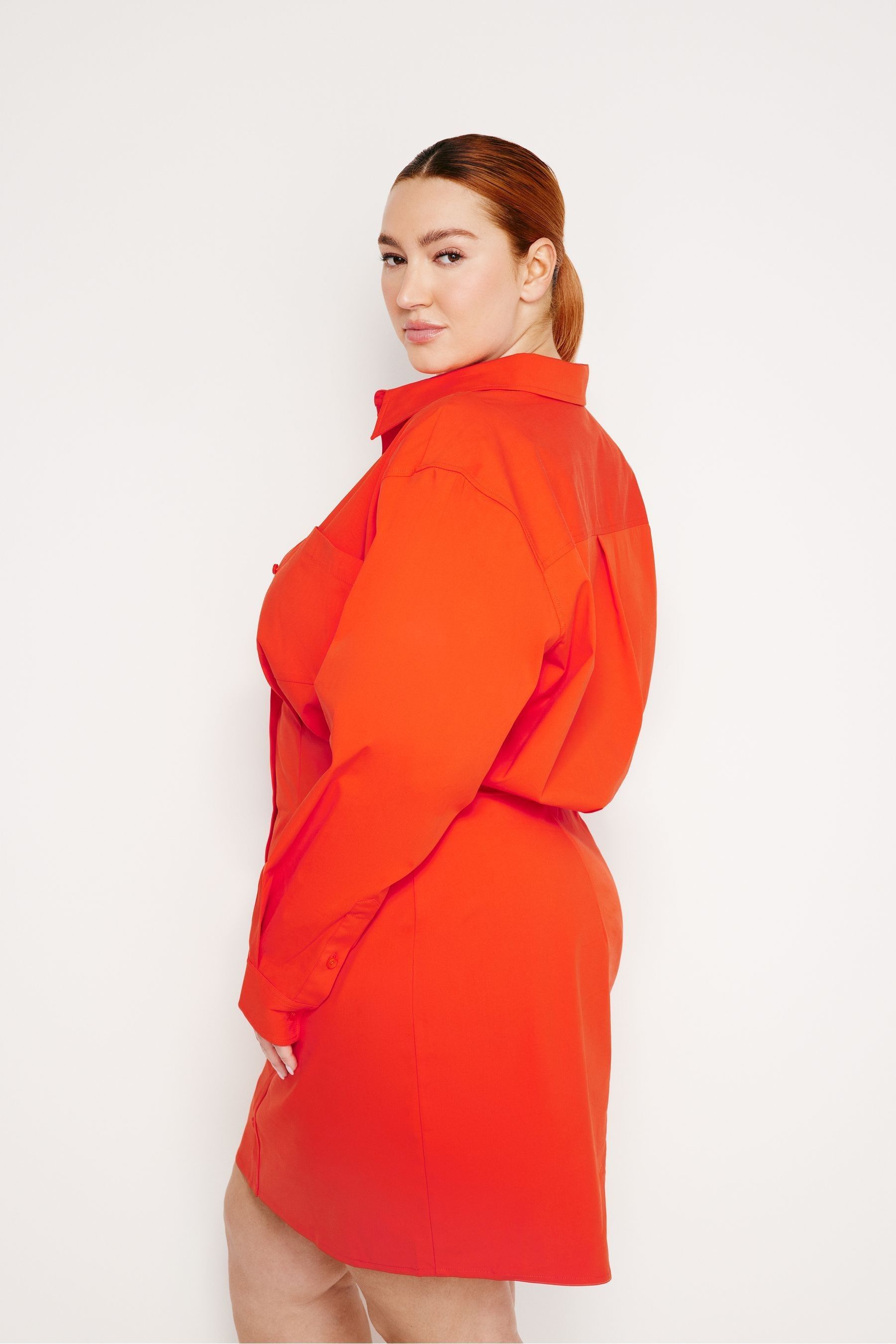 Plus size red shirt dress shop
