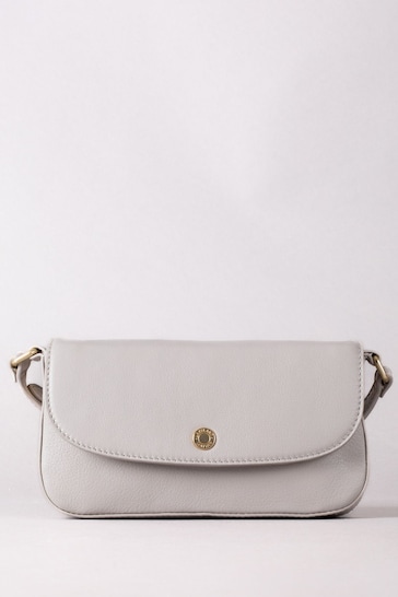 Lakeland Leather Grey Small Tarnbeck Leather Flapover Cross-Body Bag