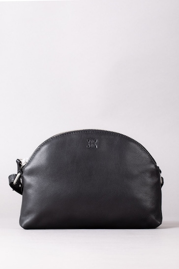 Lakeland Leather Black Coniston Duo Curved Cross-Body Bag