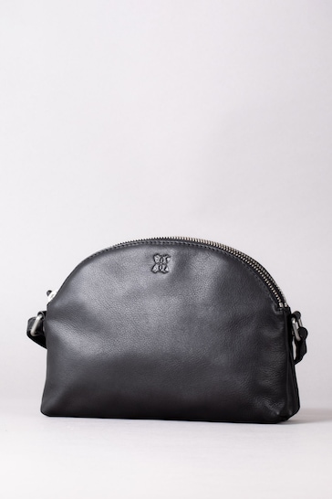 Lakeland Leather Black Coniston Duo Curved Cross-Body Bag