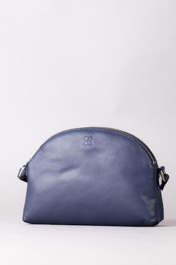 Lakeland Leather Blue Coniston Duo Curved Cross-Body Bag