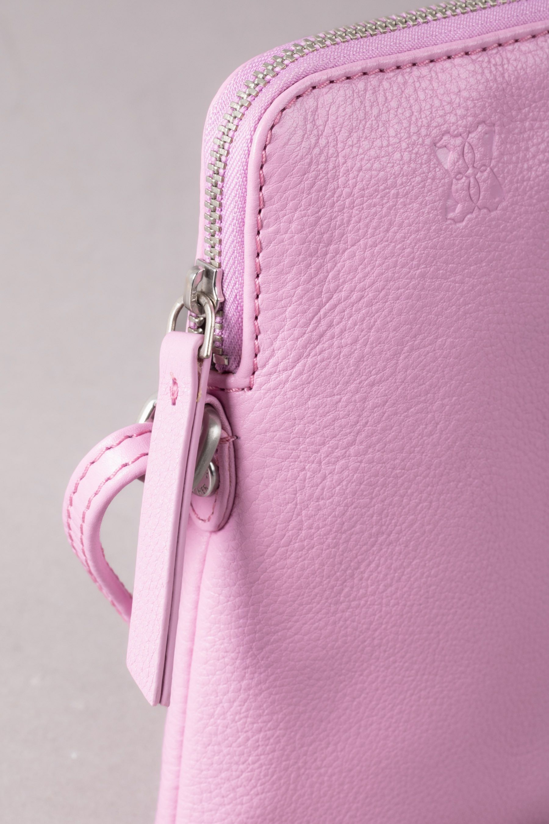 Pink leather pouch top