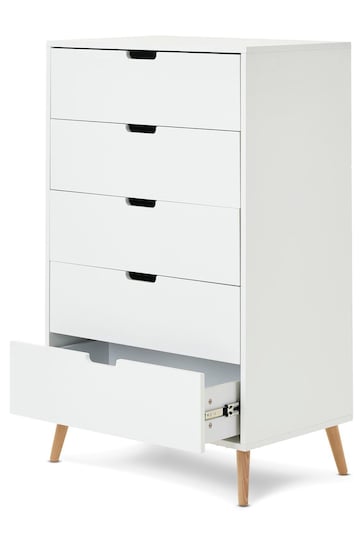 Obaby White with Natural Tall Boy Chest of Drawers