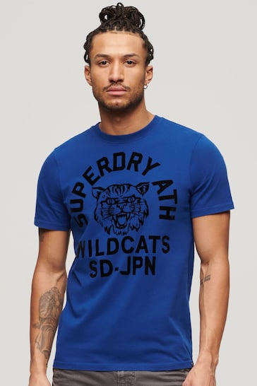 Superdry Blue Track And Field Athletic Graphic T-Shirt