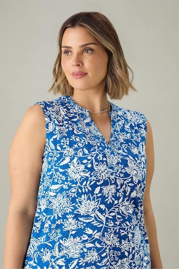 Live Unlimited Curve Blue Paisley V-Neck Tunic