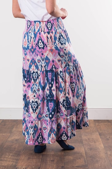 Lakeland Leather Pink Clothing Iona Ikat Print Maxi Skirt