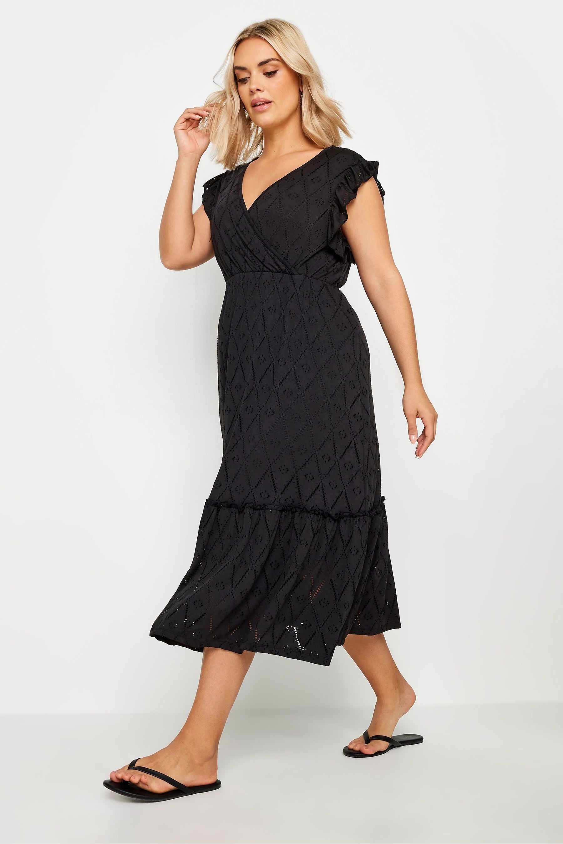Yours Curve Black Broderie Anglaise Dress