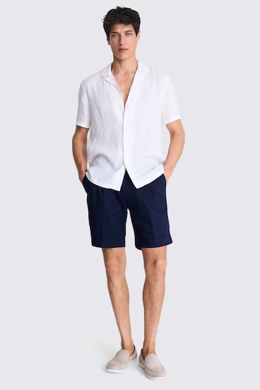 MOSS Tailored Fit Linen Cuban Collar White Shirt