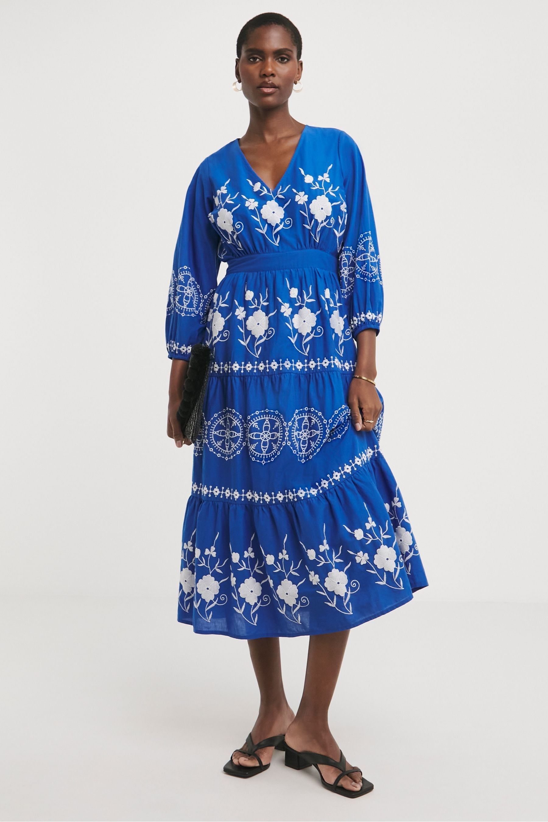 Embroidered smock top