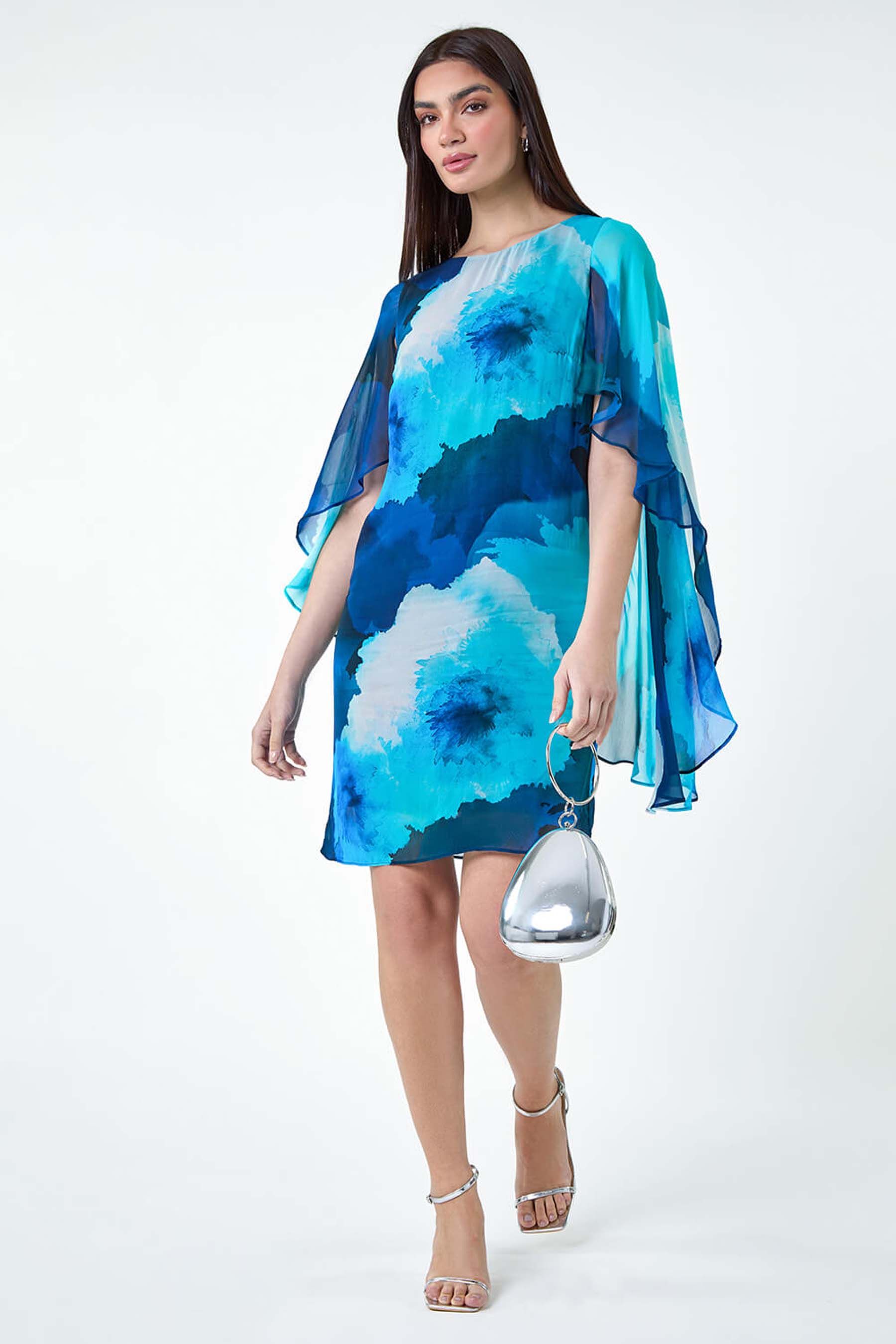 Chiffon cape dress clearance