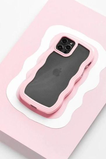 Coconut Lane Pink Curvy iPhone 14 Airpods Case and Phone Strap