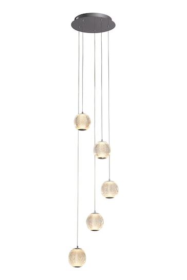 Searchlight Silver Jewel 5 Light Multi-Drop Pendant Ceiling Light