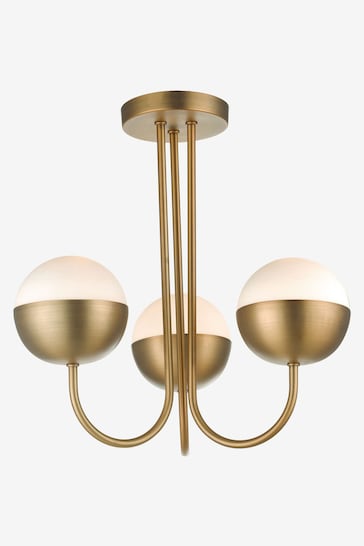 Dar Lighting Brass Andre 3 Light Semi Flush Ceiling Light